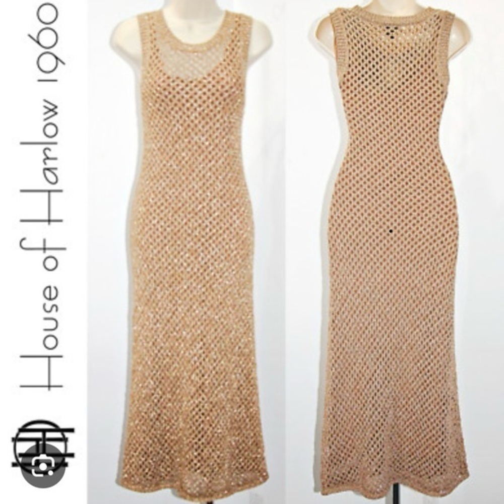 House of Harlow 1960 Tan Crochet Maxi Dress